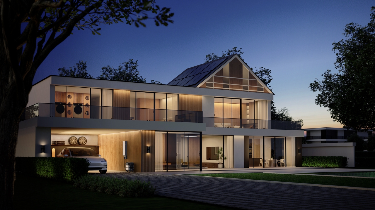 Modernes Gebäude mit Energiespeicher