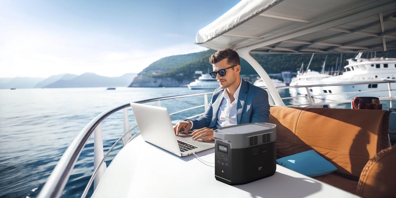 Relaxen und arbeiten auf einem Boot mit mobiler Stromversorgung